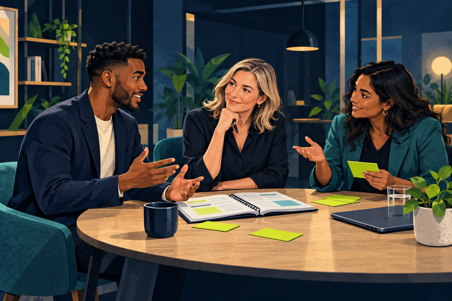 Illustration of a new seller practising with a coach.